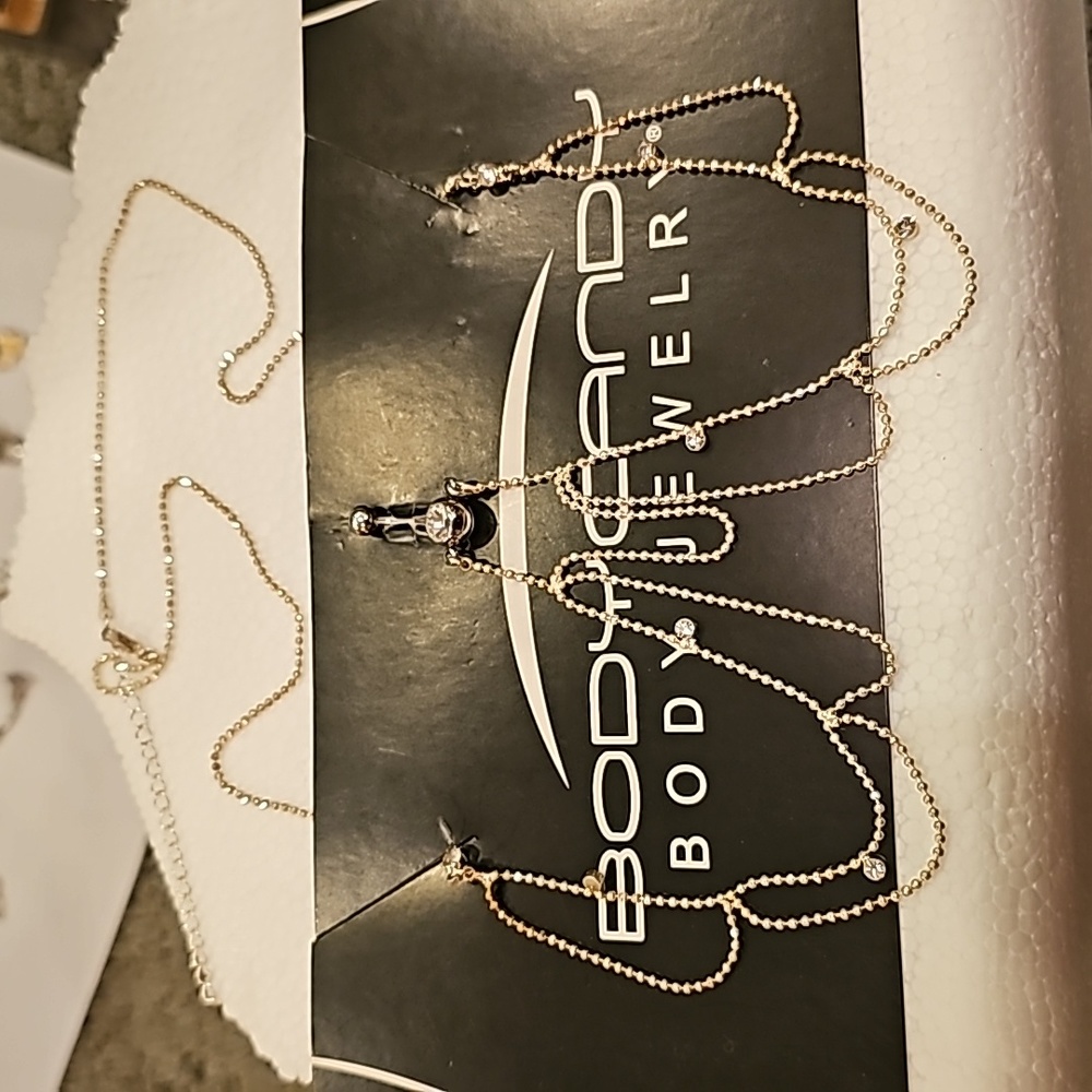 Dangle Belly Button Ring With Belly Chain And Gems - image 1